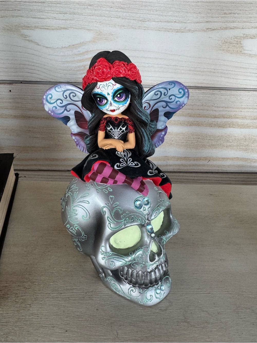 Spirit of The Radiant Beauty" glow-in-the-dark sugar skull fairy